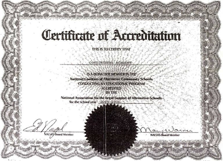Accreditation Continental Academy